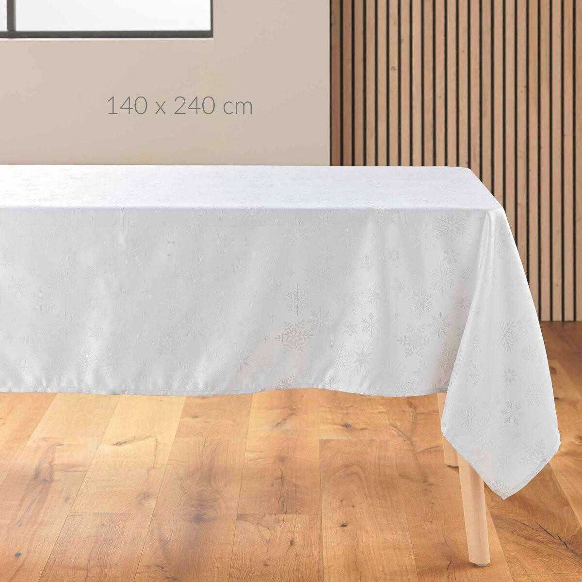 TISCHDECKE Jacquard Flocons 140/240 cm - Weiß, Textil (140cm) - Douceur d´intérieur