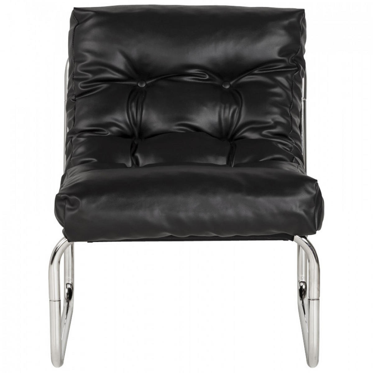 LOUNGESESSEL Schwarz 60x76x73cm - Chromfarben/Schwarz, Leder (60/76/73cm) - AlterEgo