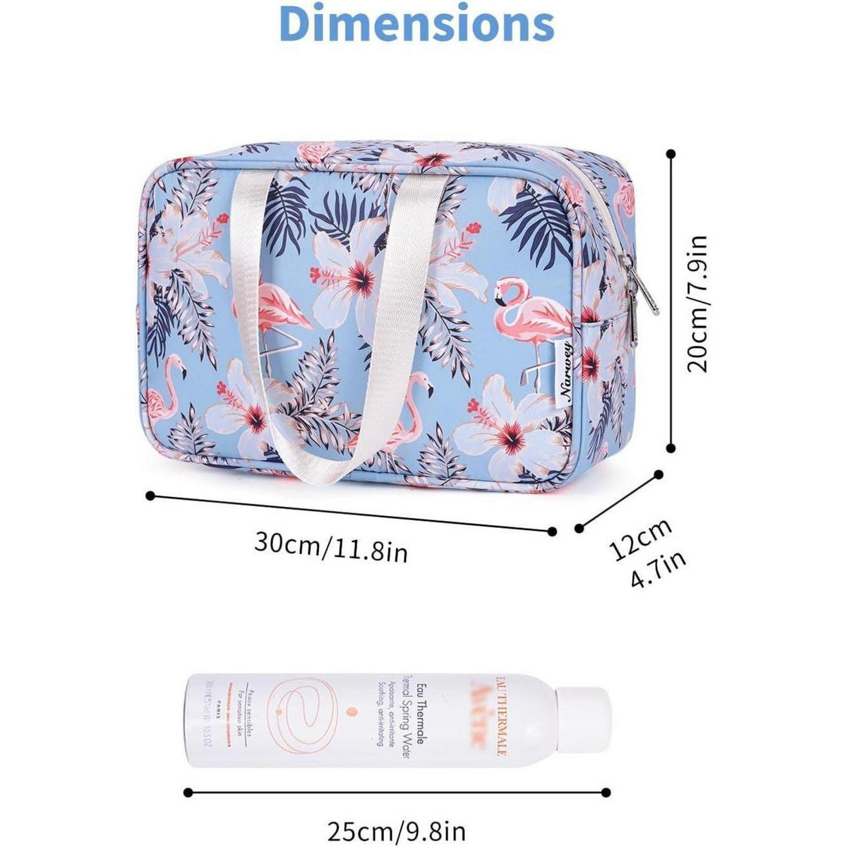KULTURBEUTEL Aqua Flamingo 30 x 20 x 12 cm - Multicolor, Textil (1/1/2cm)