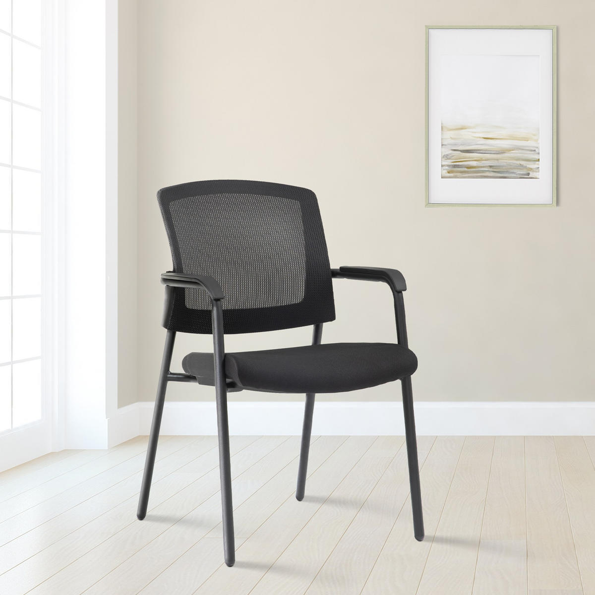 STAPELSTUHL 2er Set Metall Schwarz - Schwarz, Textil/Metall (58/86/60cm) - CLP