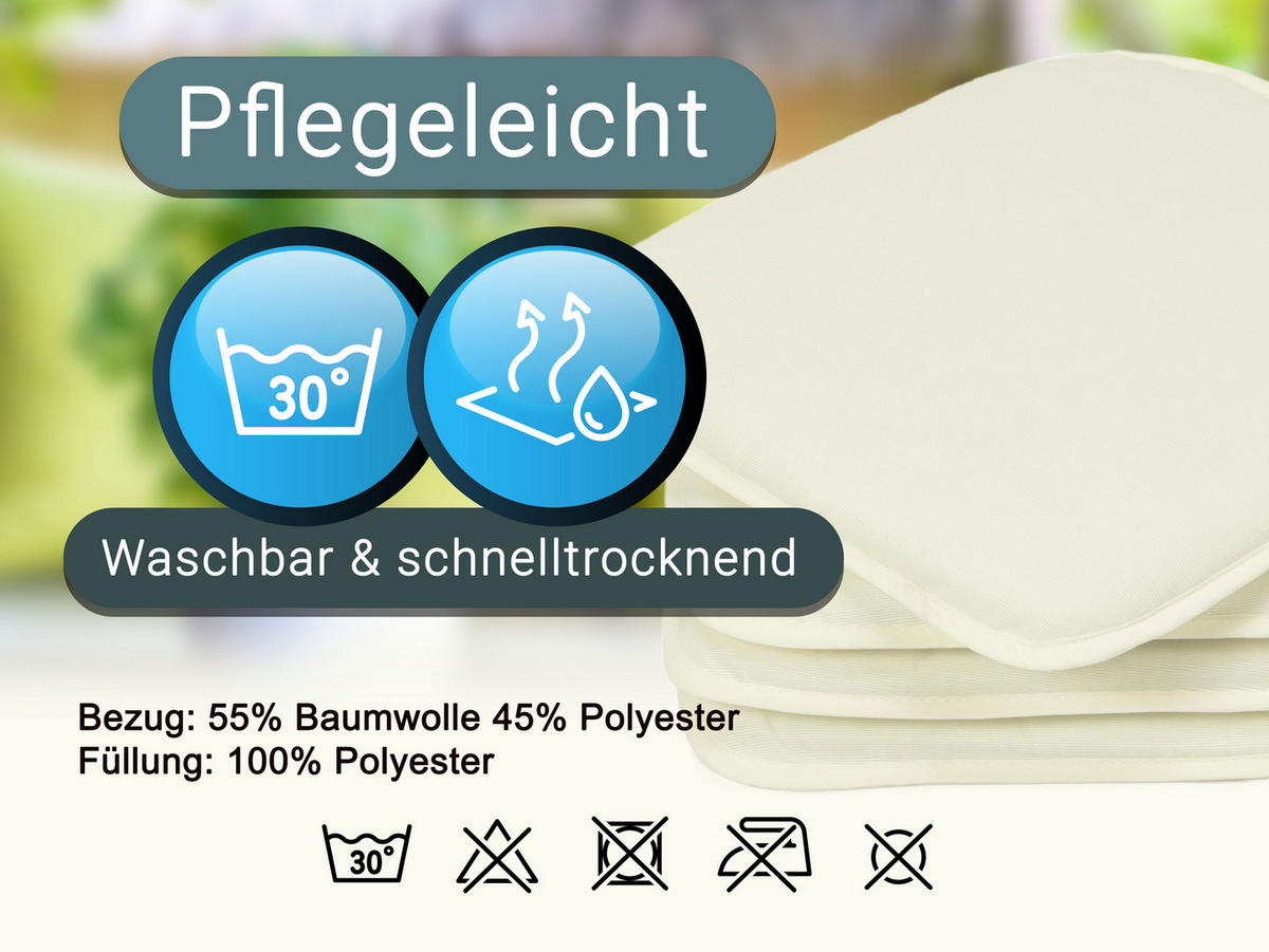STUHLKISSEN, 4er-Set, 38 x 38 cm, 85% Polyester, 15% Polyamid, Beige - Creme, Textil (38/38/2cm) - Zollner