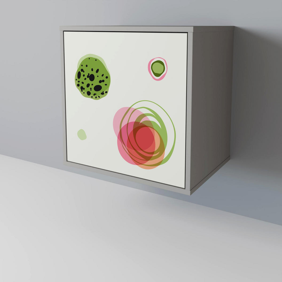 SIDEBOARD COLORFUL COSMOS, Grau, 57,5x42x72,5 cm, Schwarze Metallfüße - Multicolor/Schwarz, Holzwerkstoff/Metall (57.5/72.5/42cm) - SpaceRebels