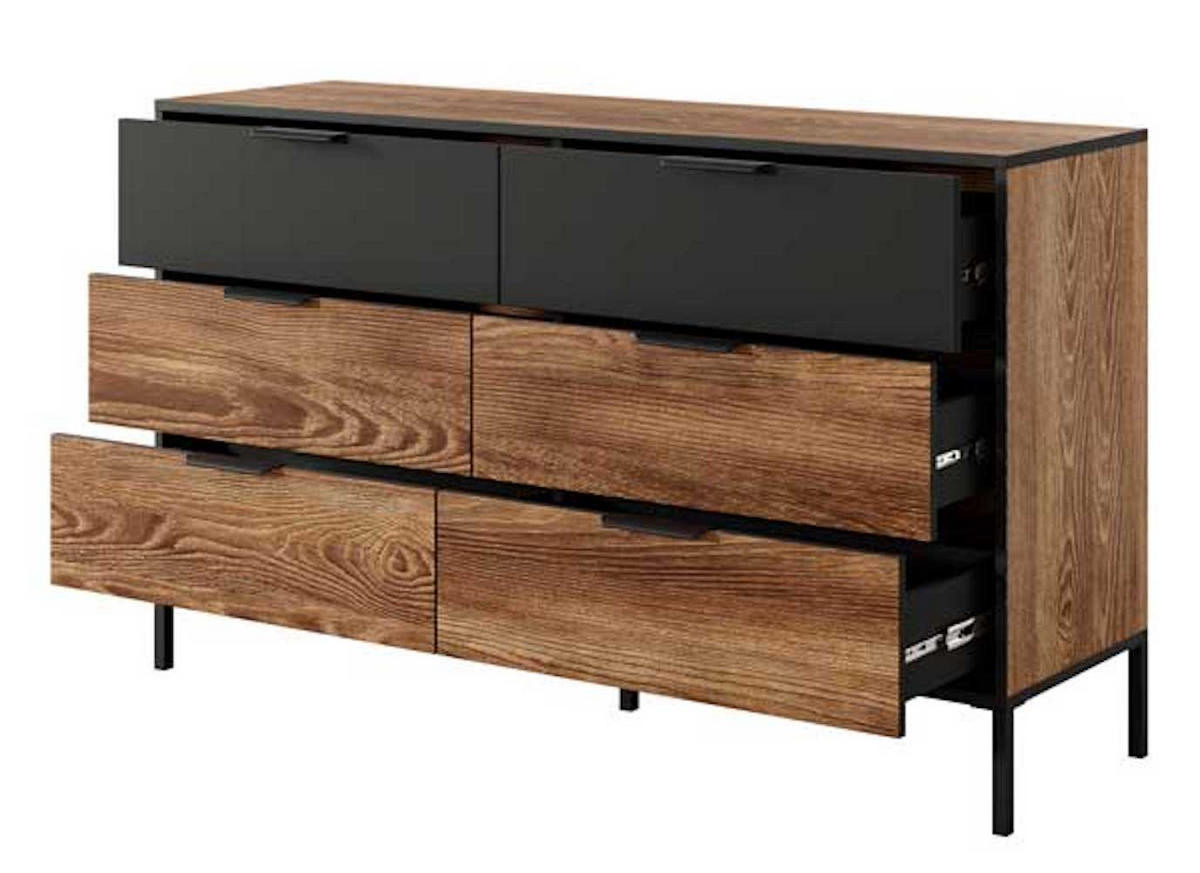 KOMMODE Milton Kastanie / anthrazit 137cm / 39,5 cm / 81 cm - Braun, Holz/Holzwerkstoff (137/81/39.5cm) - Feldmann-Wohnen