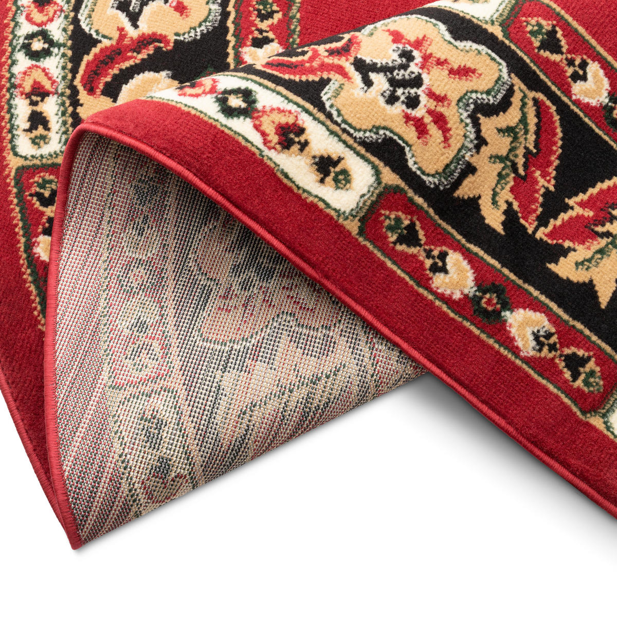 TEPPICH ATLAS oval rot beige medaillon 140/200 cm - Rot, Textil (140/200cm) - Tapiso