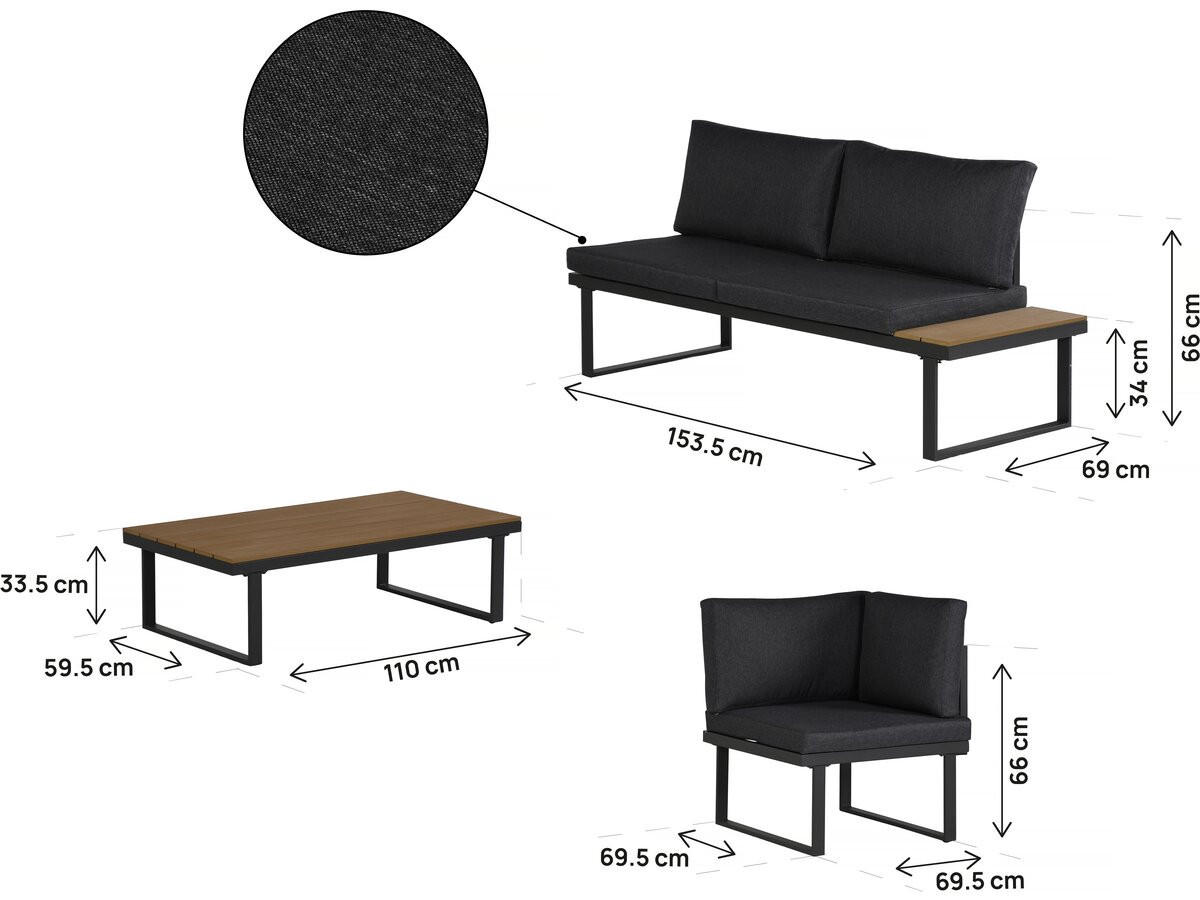LOUNGEGARNITUR Fiora 5-Sitzer Grau - Grau, Metall - Habitat Garten