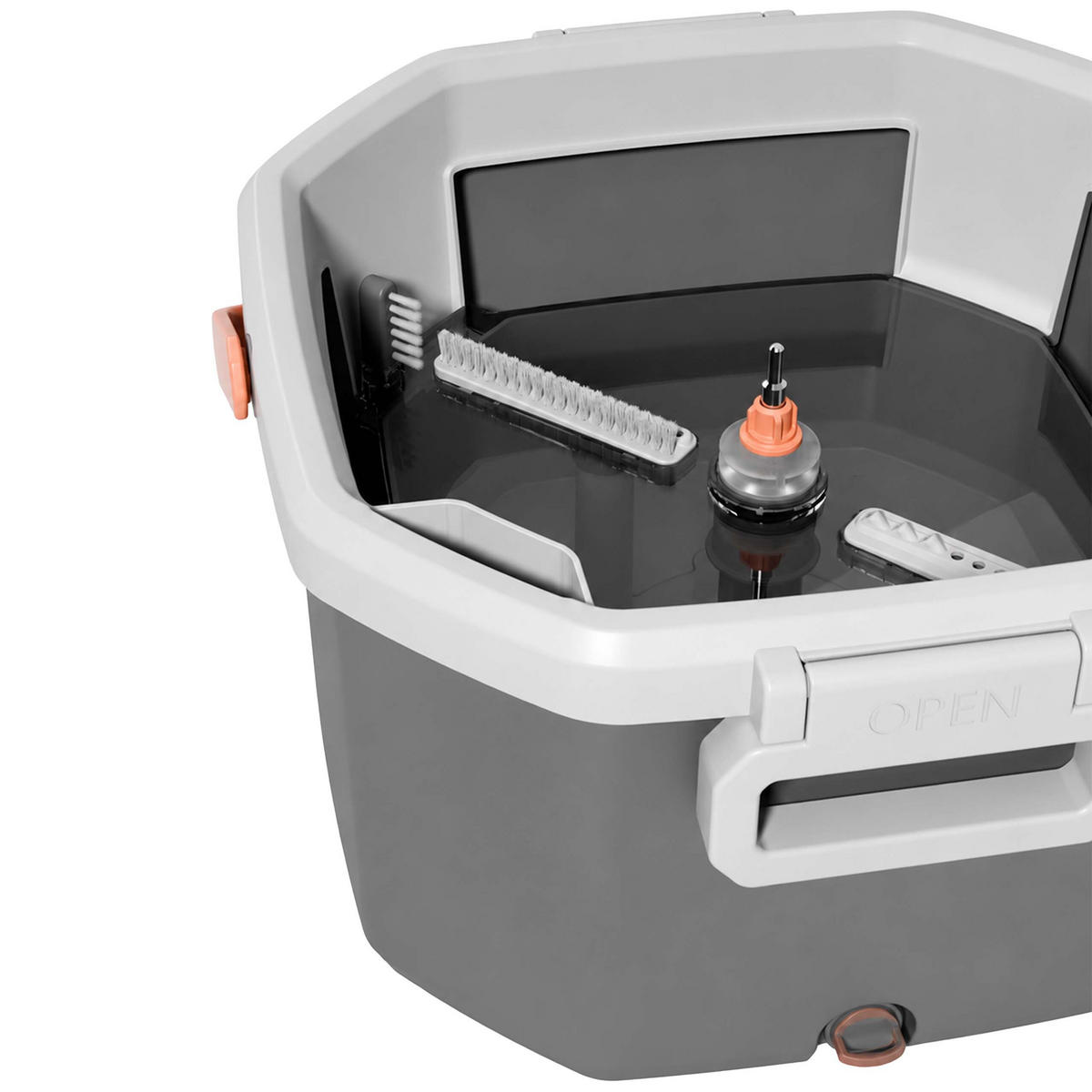MOP Antracit Šedá Oranžová rotační-kbelík 6 l oddělená voda 2dílná-sada mikrovlákno tyč - různobarevná, kov/textil (34/20/33cm) - Relaxdays
