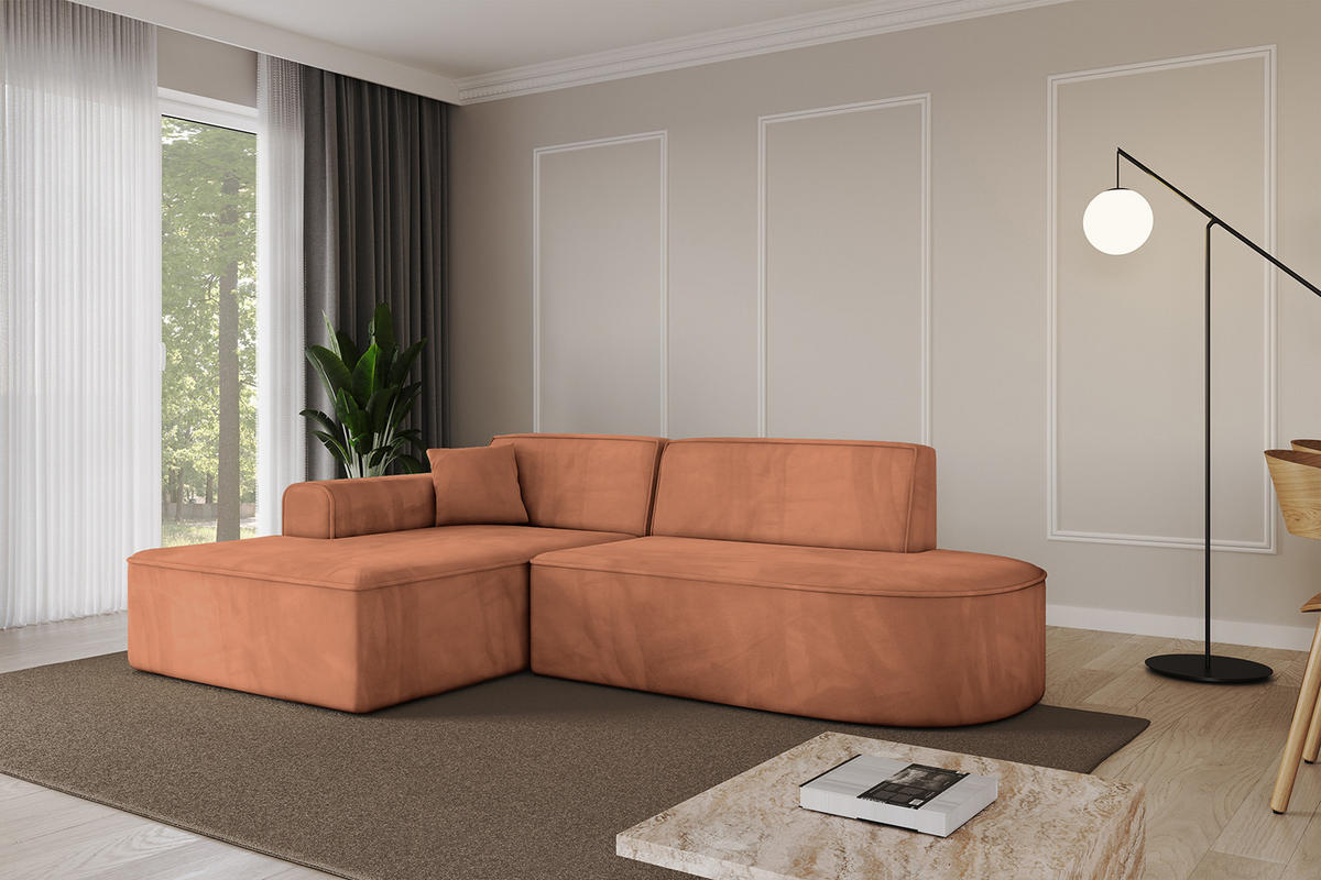 ECKSOFA Ottomane Links IREA-L1-v3 - 234x171x79 cm Koralle - Koralle, Holzwerkstoff/Textil (234/171cm) - ALTDECOR