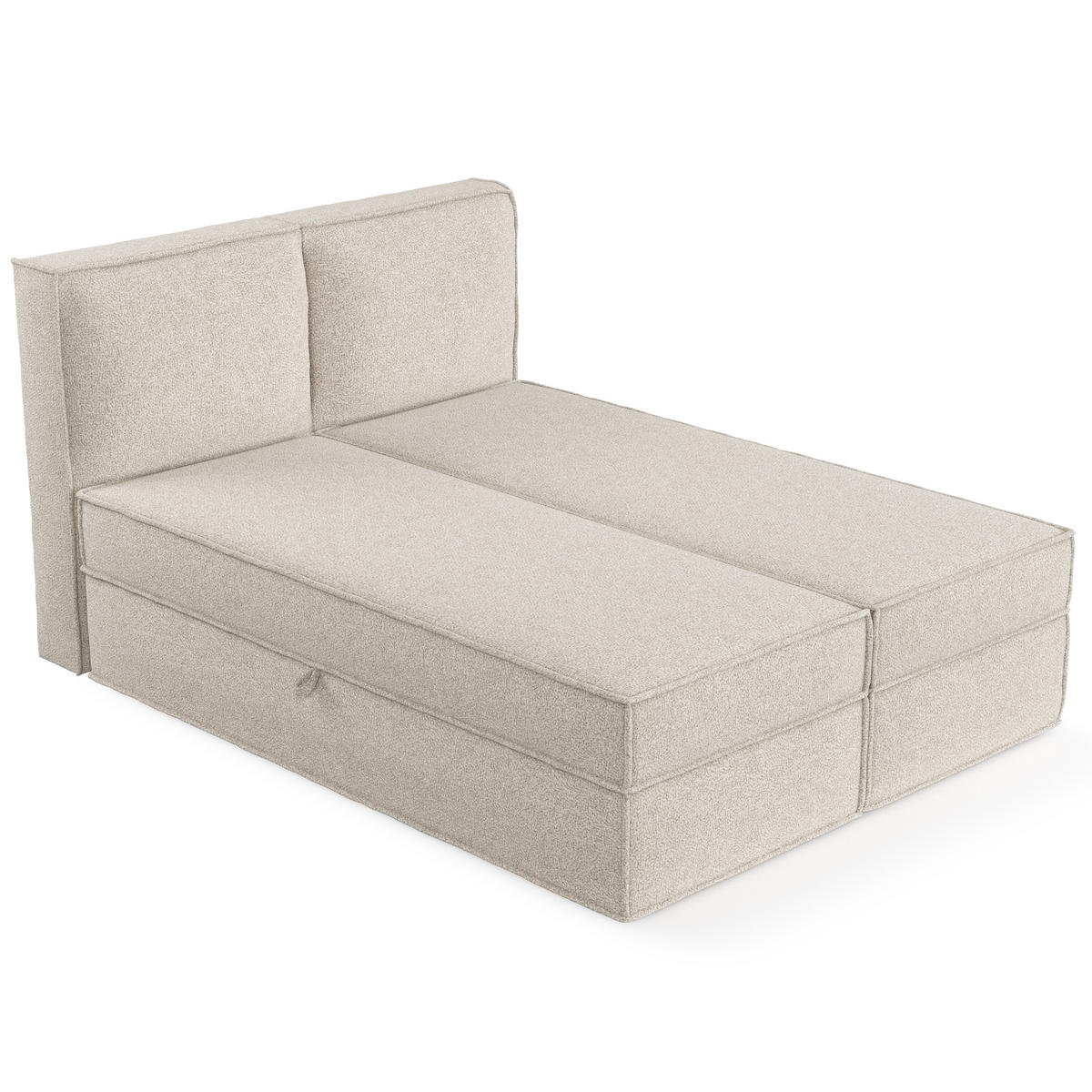 BOXBETT Bergen Hellbeige 140/200 cm mit Matratze - Beige/Schwarz, Holz/Holzwerkstoff (140/200cm) - Maison de Reve