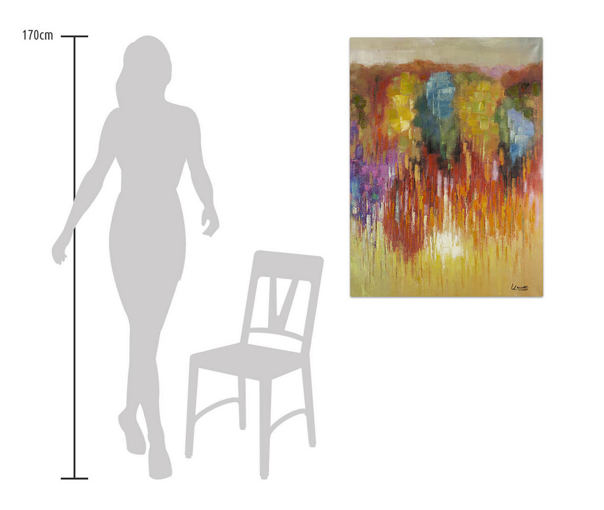 ACRYLBILD HANDGEMALT 75/100 cm - Blau/Gelb, Holz/Textil (75/100cm) - KUNSTLOFT