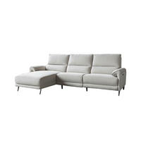 ECKSOFA ADRIANA Hellgrau Flachgewebe Relaxfunktion - Hellgrau/Schwarz, Textil/Metall (280/163cm) - KAWOLA