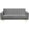 3-SITZER-SCHLAFSOFA Samtstoff Grau Aberdeen - Grau, Textil (186/83/88cm) - Beliani