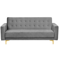 3-SITZER-SCHLAFSOFA Samtstoff Grau Aberdeen - Grau, Textil (186/83/88cm) - Beliani