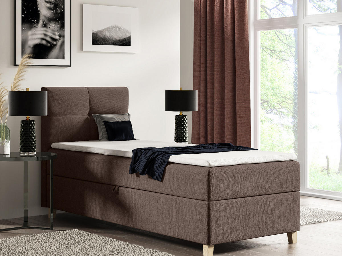 BOXBETT Einzelbett Anter Mini 70x200 cm, Braun - Braun, Textil (70/200cm) - Meblito