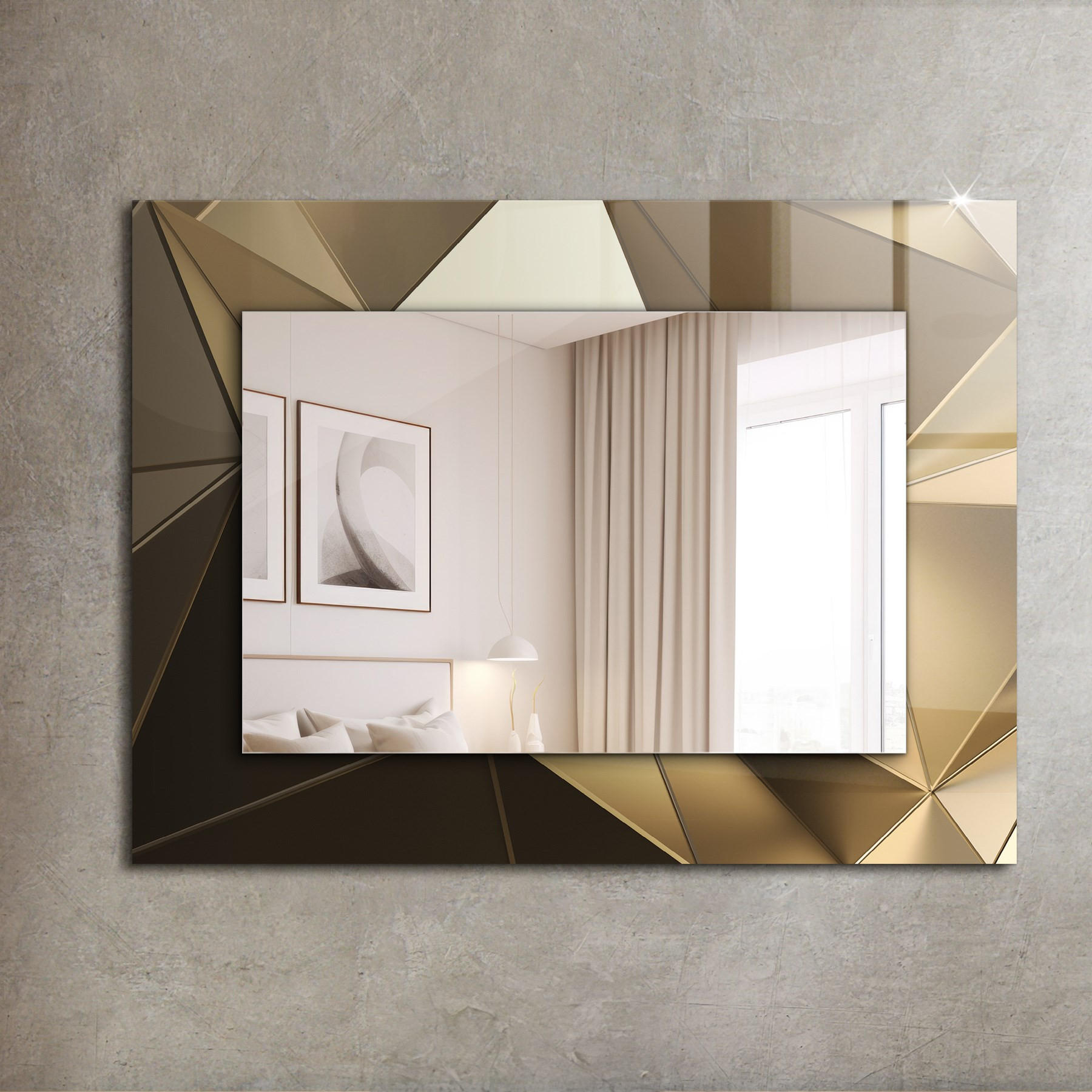 SPIEGEL 80 x 60 cm Rechteckig mit Aufdruck - Goldfarben, Glas (80/60/0.4cm) - TULUP