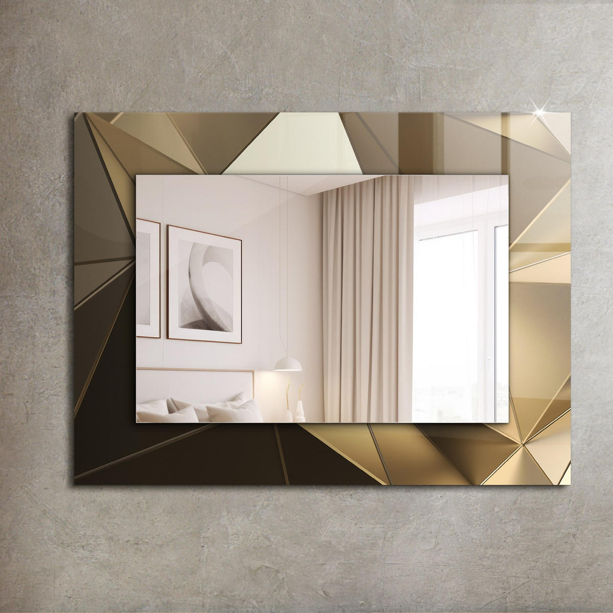 SPIEGEL 80 x 60 cm Rechteckig mit Aufdruck - Goldfarben, Glas (80/60/0.4cm) - TULUP