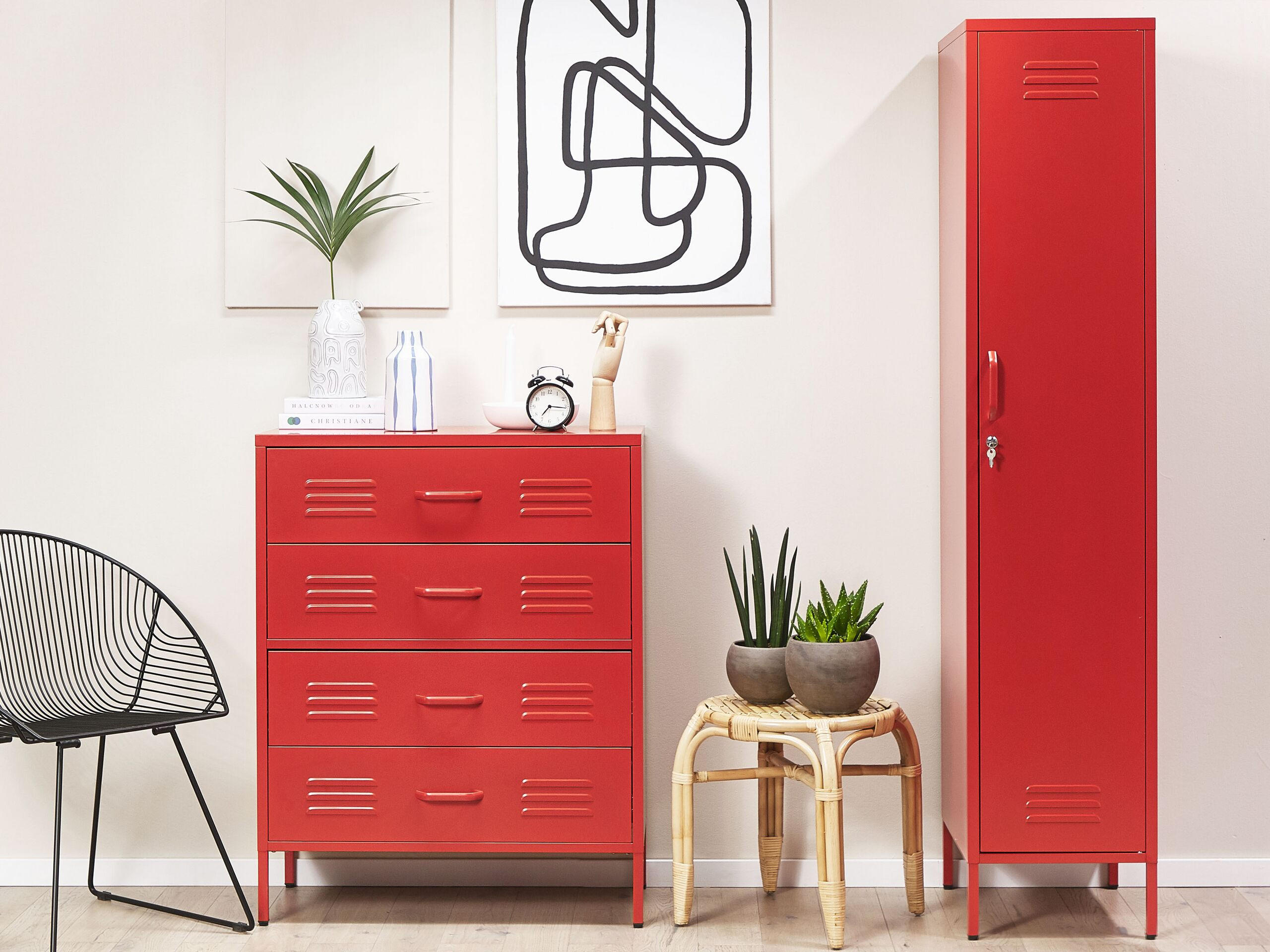 GARDEROBENSCHRANK rot Frome - Rot, Metall (38/185/50cm) - Beliani