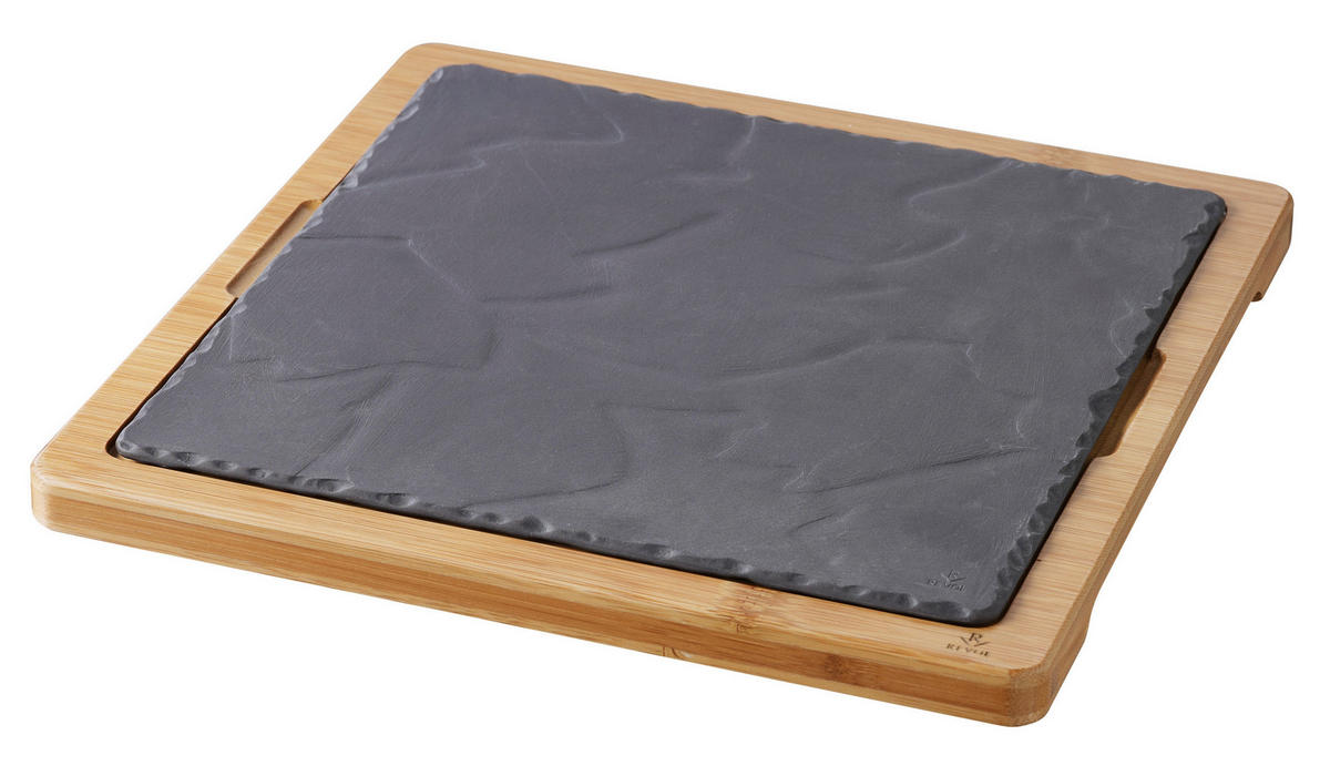 HOLZTABLETT 29,2 x 29,2 cm für Steakteller 25 x 25 cm Bambus - Braun, Keramik (29.2/1.5/29.2cm) - Revol Porcelaine France