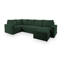 WOHNLANDSCHAFT NORENA L-S Grün Kordstoff mit Schlaffunktion - Grün, Holz (295/85/157.5cm) - MASSENO