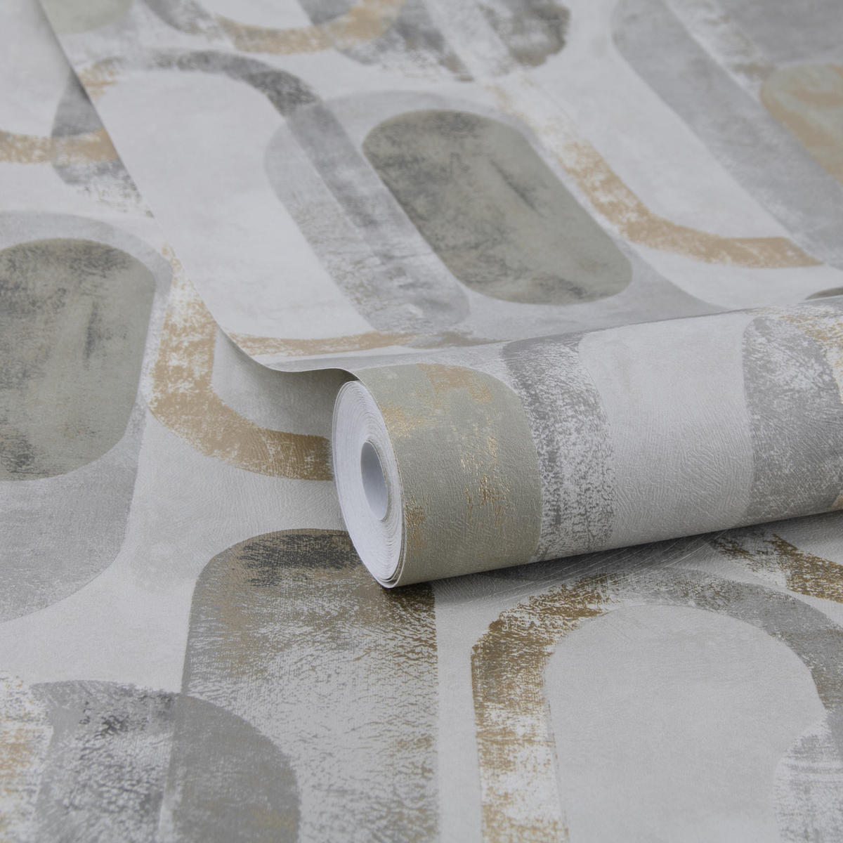 VLIESTAPETE - Ovale Formen Sand Gold - Sandfarben, Papier/Kunststoff (52/1000cm) - Sublime