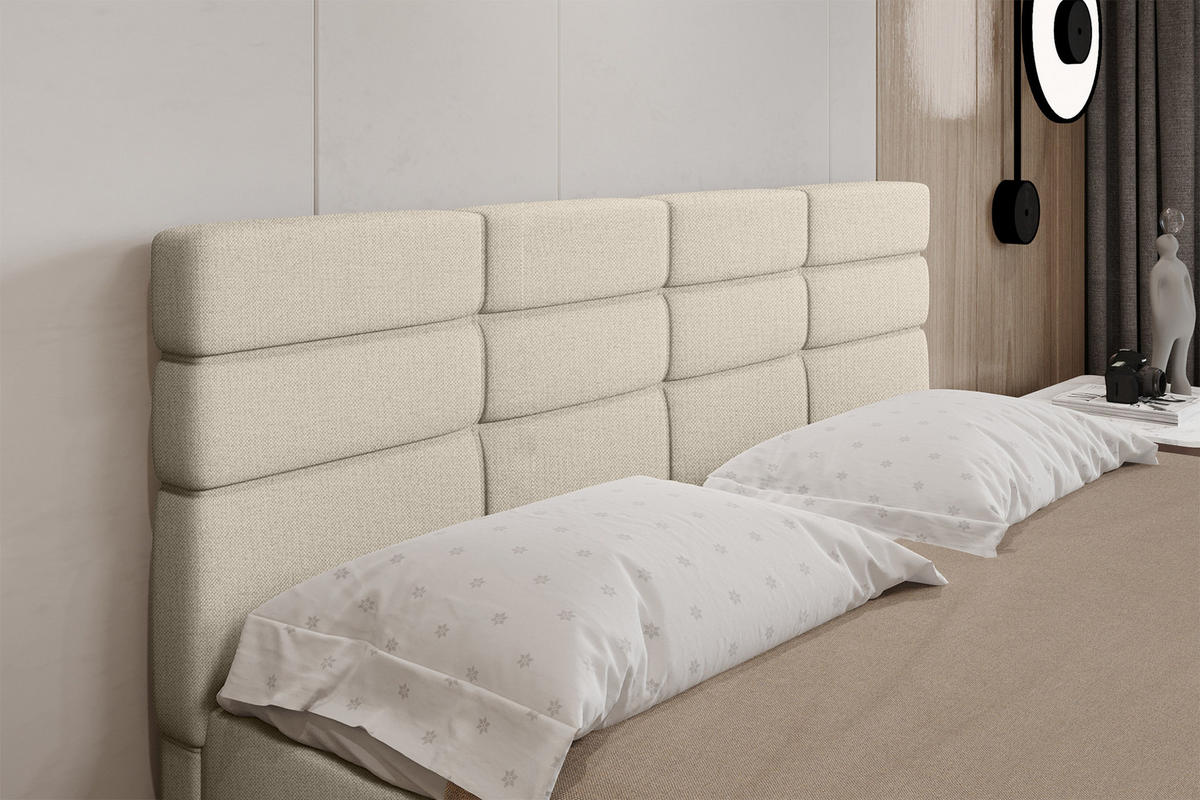 BOXBETT Reve 180 x 200 cm mit Bettkasten und Lattenrost ohne matratze - beige - Rot, Holz (180/206cm) - Panda Möbel