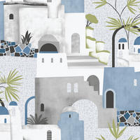 TAPETE Mediterrane Häuser 53 cm x 10 m - Blau, Papier (53/1000cm) - Sanders & Sanders