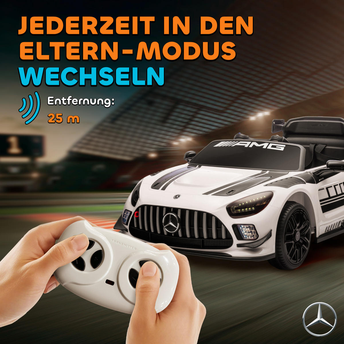 KINDER-ELEKTROAUTO Mercedes-AMG 12V mit Fernbedienung Musik Leuchte - Weiß, Metall (115/66/44cm) - AIYAPLAY
