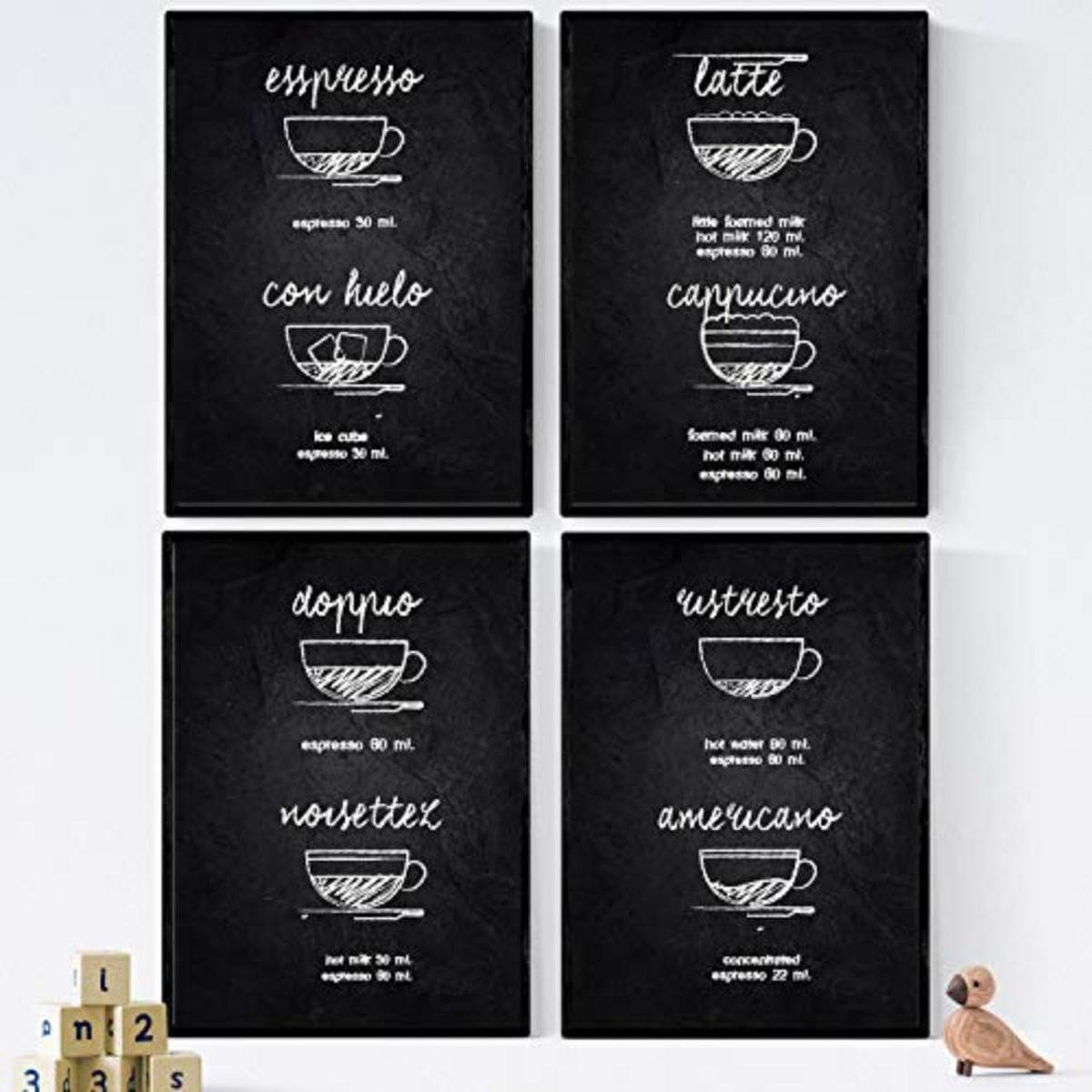 POSTER Set mit 4 Kaffee Detail 1 A4 Rahmenlos - Klar, Papier (29.7/3cm) - Nacnic