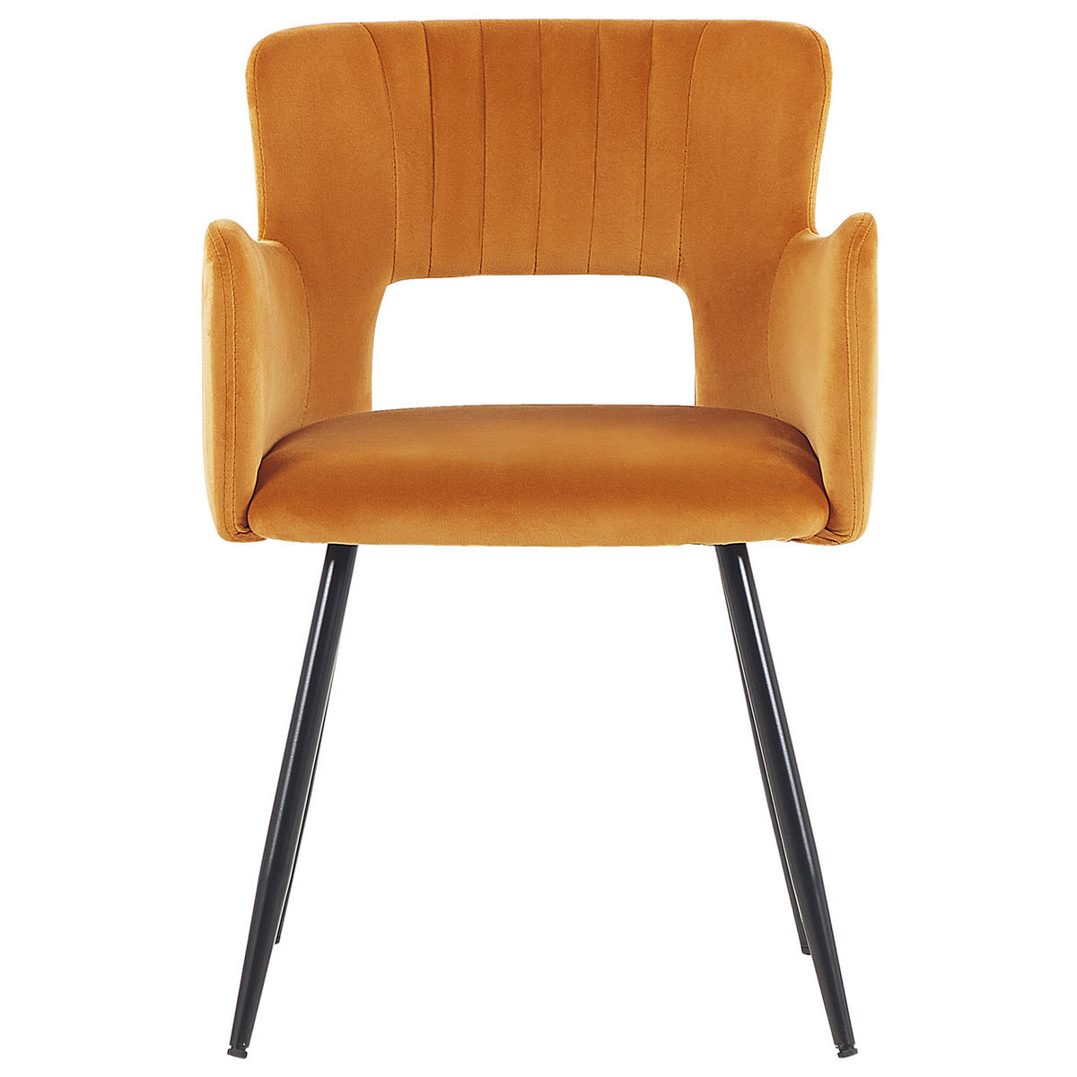 ESSZIMMERSTUHL 2er-Set Samtstoff Orange Sanilac - Orange, Textil/Metall (52/75/44cm) - Beliani