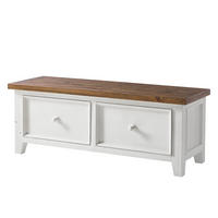 GARDEROBENBANK mit Schubladen - Kiefer massiv - Kiefer / Weiß - Weiß, Holz (120/45/40cm) - home24