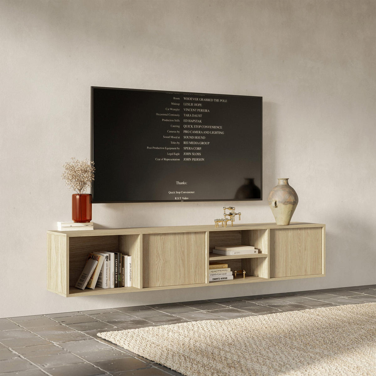 TV-STOLEK Sanva Olejovaný dub 200 cm - barva dubu, kompozitní dřevo (200/40/35cm) - Selsey