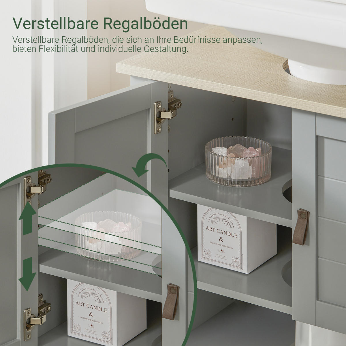 WASCHBECKENUNTERSCHRANK Grau - Grau, Holzwerkstoff (60/60/30cm) - SoBuy