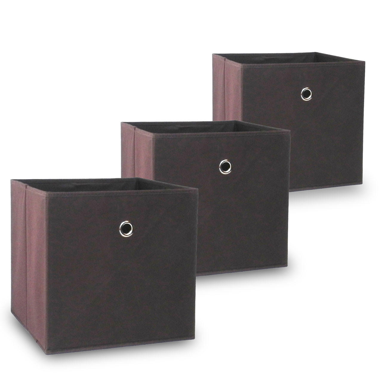FALTBOX Oslo Braun 3er-Set - Braun, Textil (32/32/32cm) - Vladon