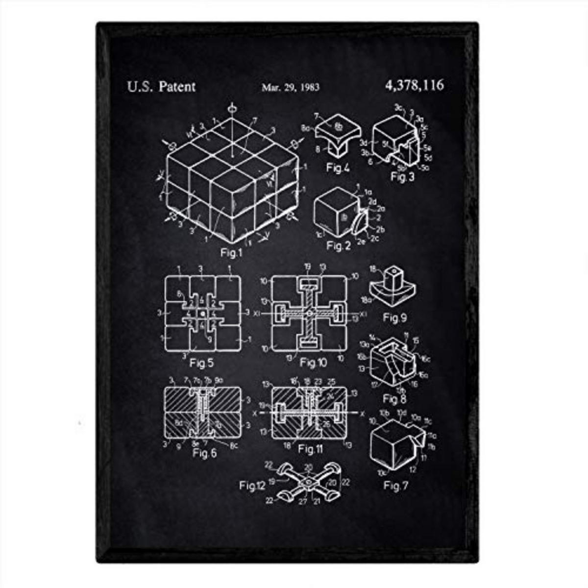 POSTER Rubiks Cube Patent A3 Rahmenlos - Klar, Papier (29.7/5/42cm) - Nacnic