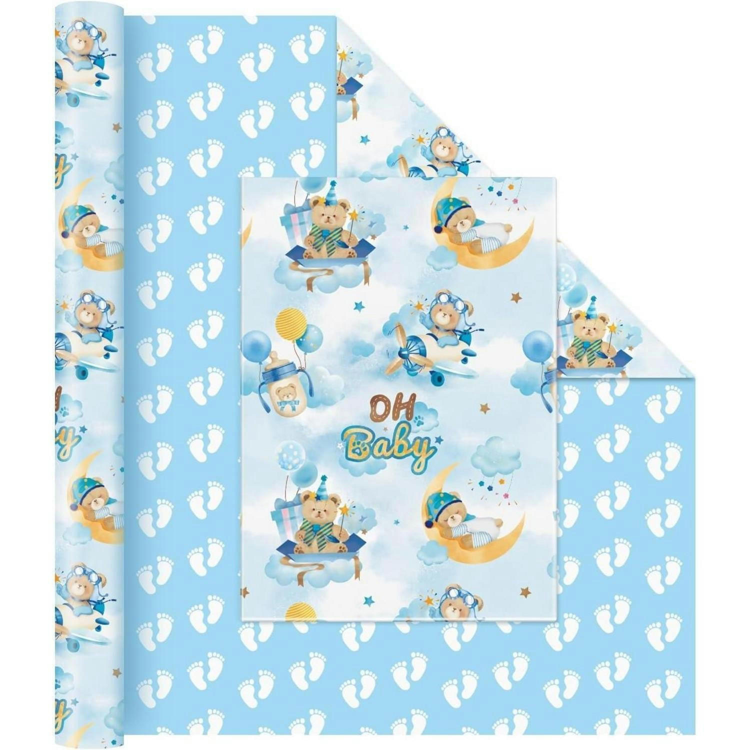 GESCHENKPAPIER Bärenmotiv 43 cm x 10 m - Blau, Papier (43/0.1/1000cm)
