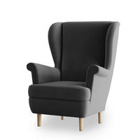 SESSEL LENTIO Ohrensessel Polstersessel, Grau - Grau, Holz/Holzwerkstoff (75/103/75cm) - MASSENO