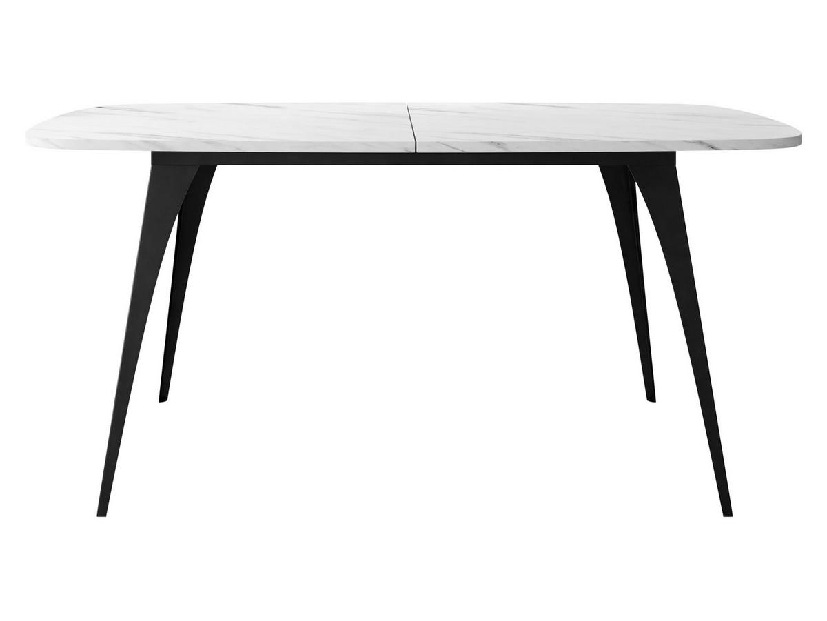 ESSTISCH Aura 160 - Weiß Hochglanz/Schwarz, Holzwerkstoff/Metall (90/160/76cm) - MIRJAN24