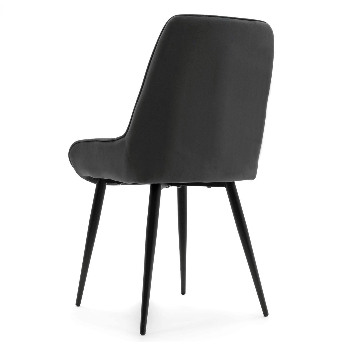 STUHL LUCA gepolstert mit Steppung - grau schwarze Beine - Samt Velours - Schwarz/Grau, Textil/Metall (51/88/50cm) - NEW HOME