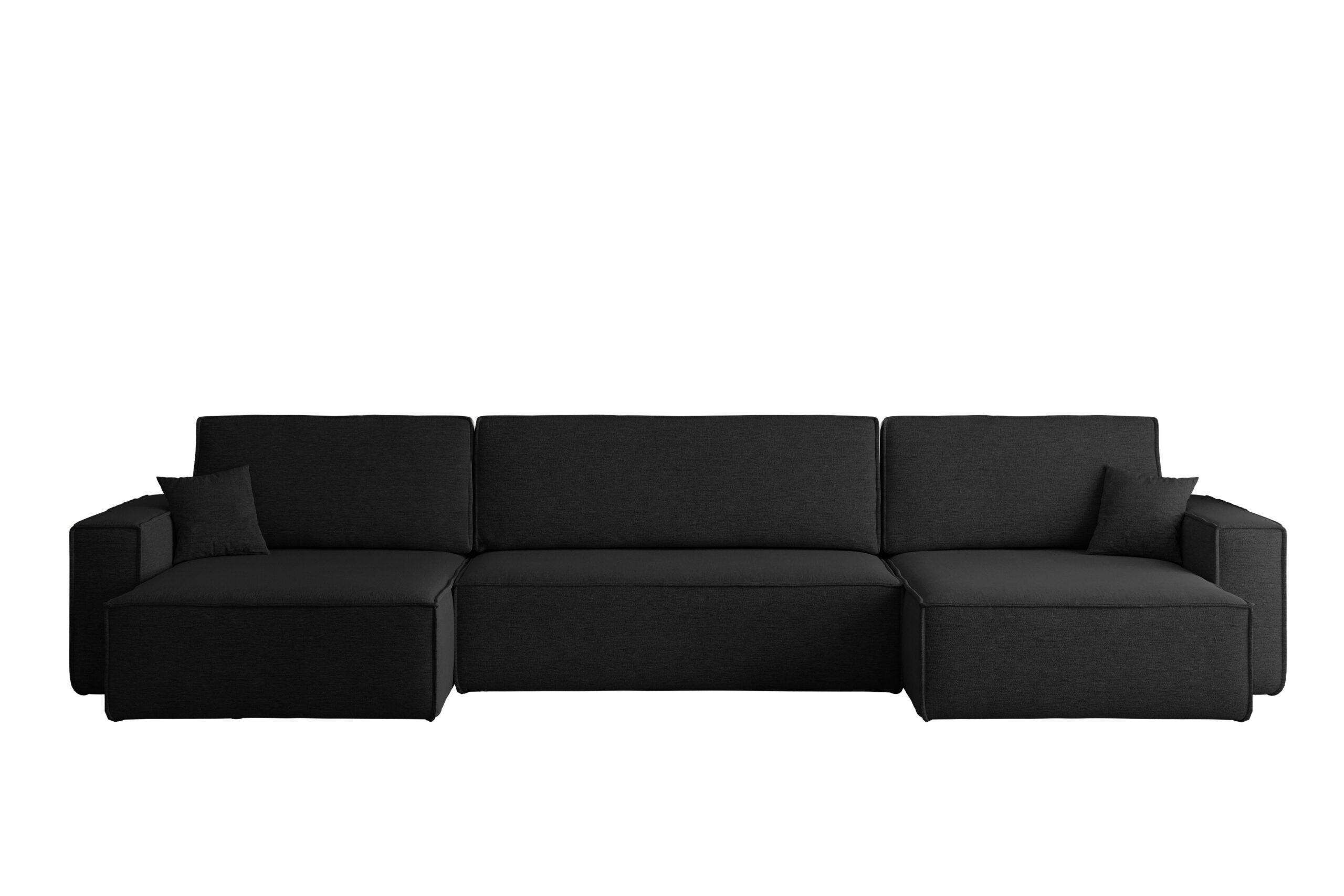 ECKSOFA Mit Schlaffunktion Und Bettkasten, Eckcouch BEST U XL Stoff Verita Schwarz - Schwarz, Holz (142/372cm) - Kaiser Möbel
