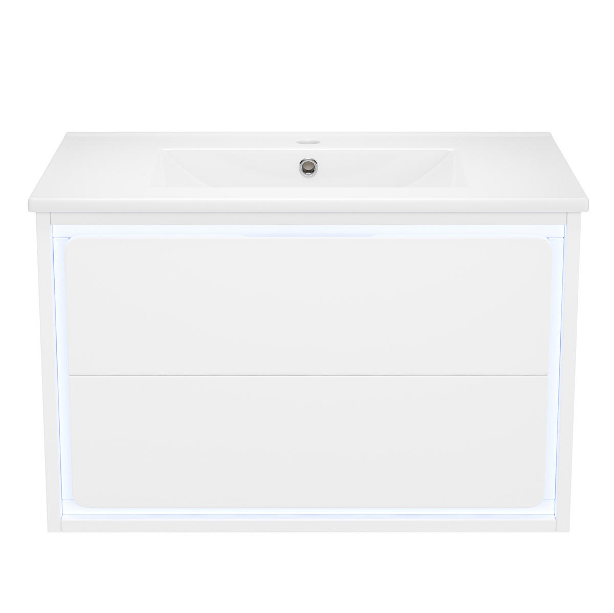 WASCHTISCHKOMBI 76/46/48,5 cm in Weiß mit LED-Sensorlicht und 2 Schubladen - Weiß, Holzwerkstoff (76/58.5/46cm) - BEAOK