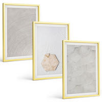 BILDER SET 3er Set - 40x60 cm Goldrahmen - Leichte Boho-Sandtexturen - Goldfarben, Kunststoff (40/60cm) - TULUP