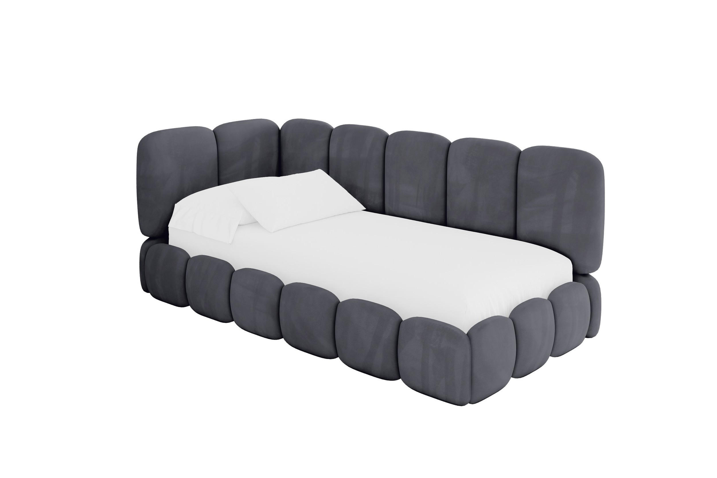 ALTDECOR JEDNOLŮŽKOVÁ POSTEL pro mládež s úložným prostorem, vpravo - AVRY 90x200 tmavě šedá