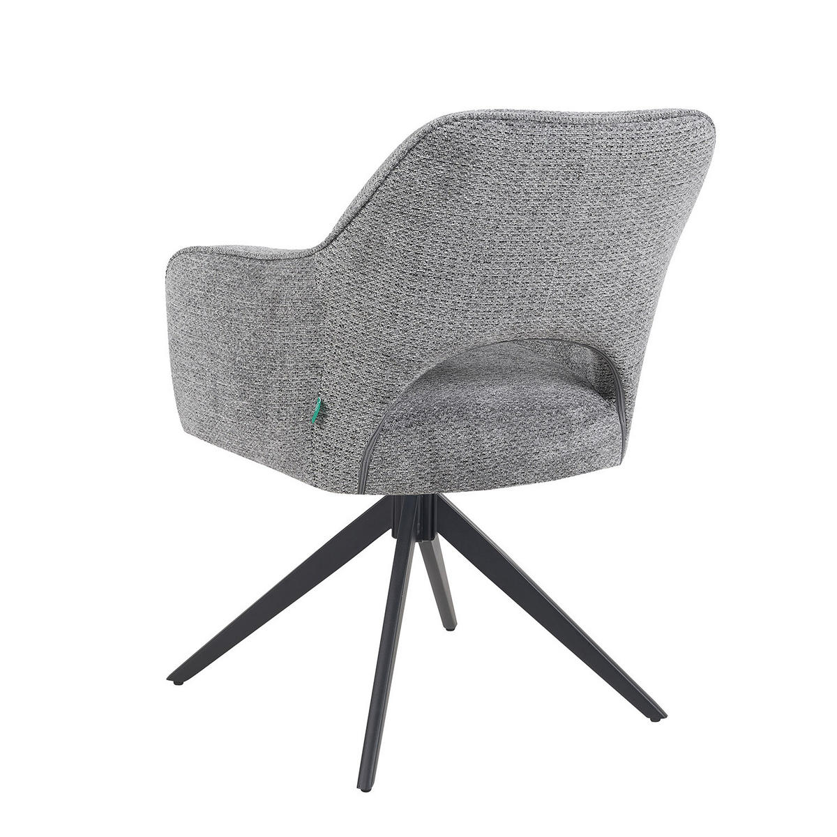 DREHSTUHL Mika-Nils 2er-Set - Dunkelgrau/Schwarz, Textil/Metall (60/87/65cm) - DUBI Möbel