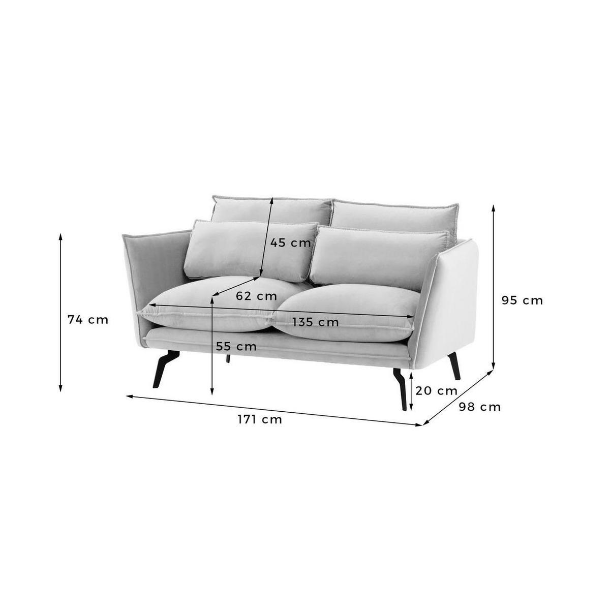 ZWEISITZER-SOFA Layla-Velluto 20 - Schwarz, Holz/Textil (171/95/98cm)