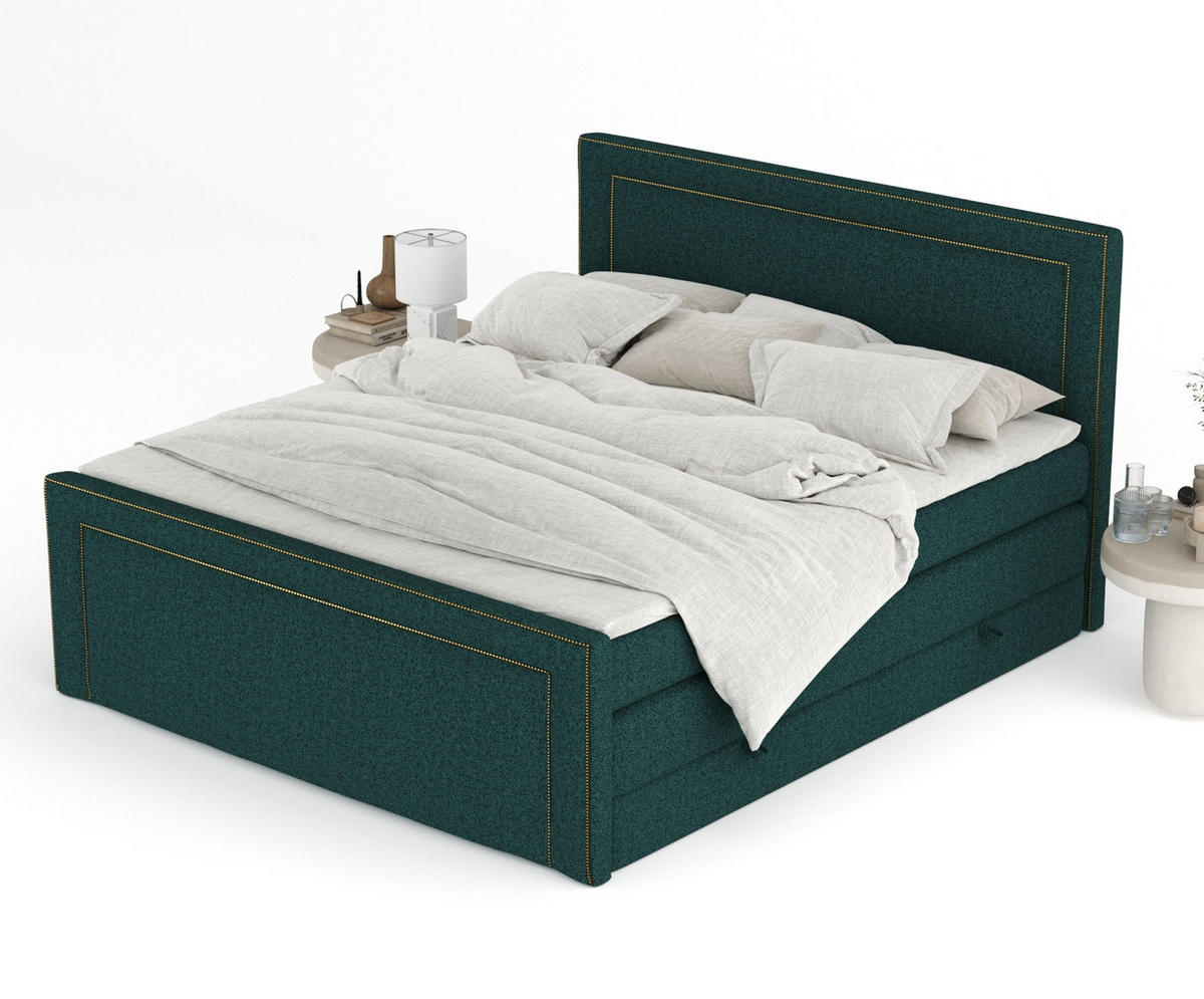 BOXSPRINGBETT Luxora Grün 200/200 cm - Schwarz/Grün, Holz/Holzwerkstoff (200/200cm) - Maison de Reve