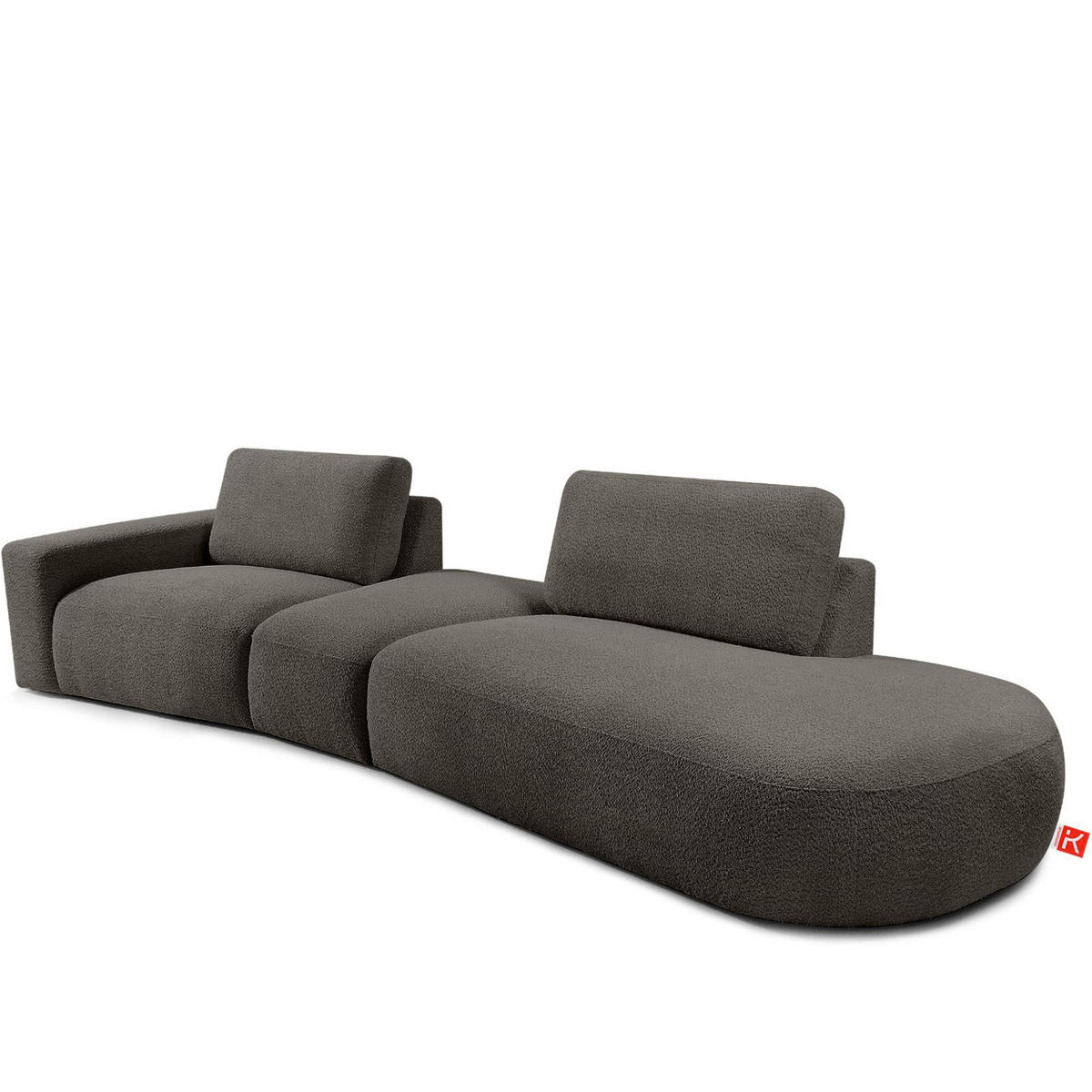4-SITZER ECKSOFA ZUCCO Boucle rechts, Dunkelbraun - Dunkelbraun, Textil (350/84/105cm) - KONSIMO®