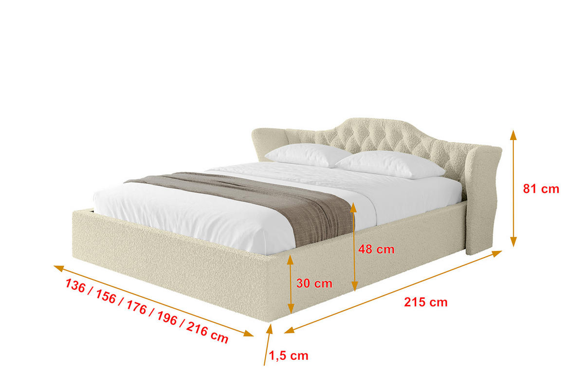 POLSTERBETT mit Bettkasten und Lattenrost, Boxbett ohne Matratze - ZORAN-V1 180x200 Beige - Taupe, Holzwerkstoff/Textil (180/200cm) - ALTDECOR