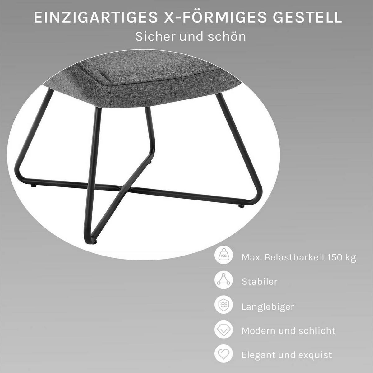 RELAXSESSEL mit Metallrahmen, Leinen, Dunkelgrau - Dunkelgrau/Schwarz, Keramik/Textil (71/85/70cm) - Woltu