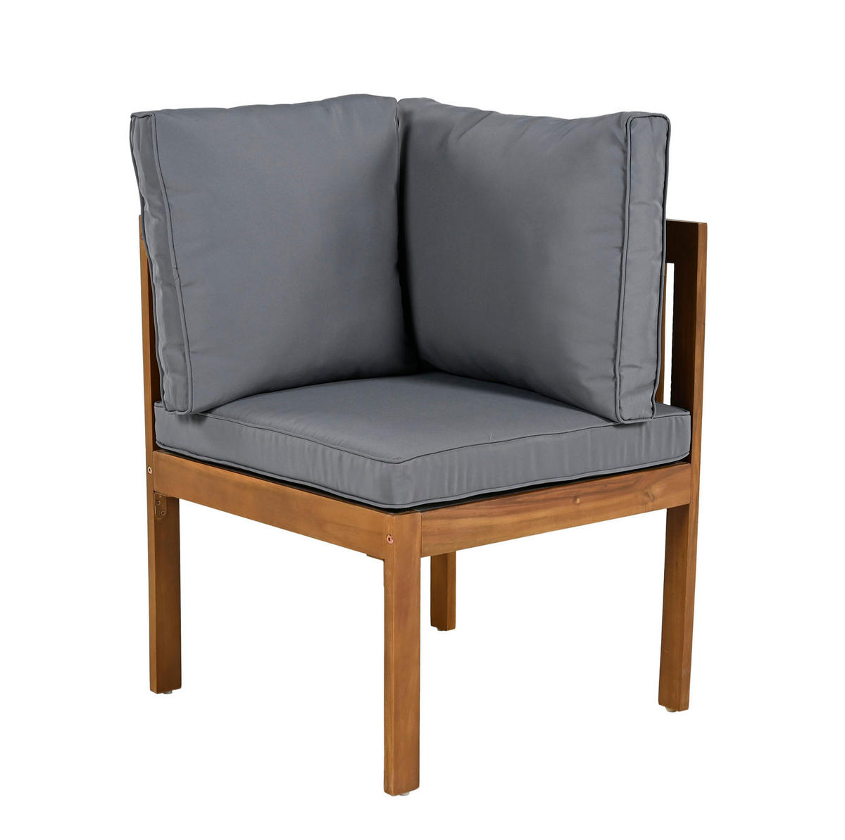 GARTENSET 187x187x71cm grau aus Massivholz, handgewebt - Grau, Textil - Modfu