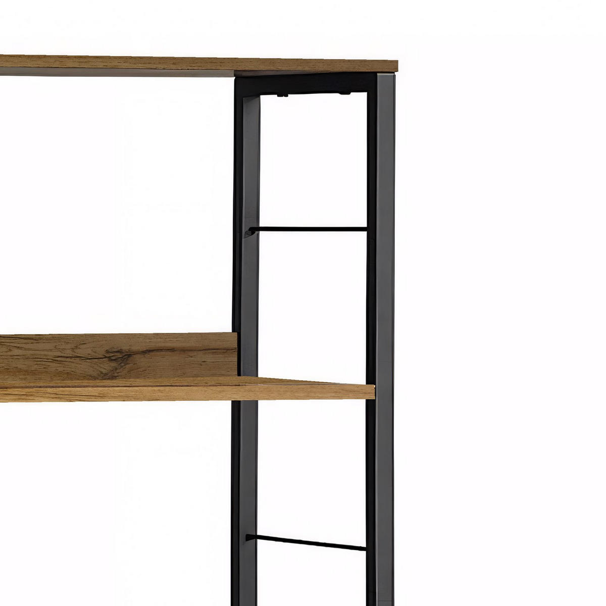 STANDREGAL Holzoptik Metall Erlefarben Schwarz 6 Ebenen 178x60x30 cm - Erlefarben/Schwarz, Holzwerkstoff/Metall (60/178/30cm) - Begryf