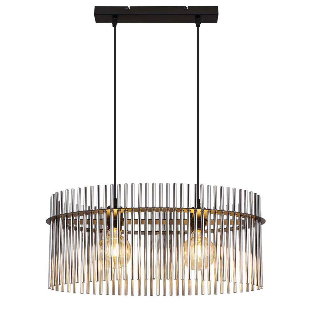 LED HÄNGELEUCHTE Glasstäbe Grau Schwarz Matt - Grau, Glas (60/23/140cm) - Globo Lighting